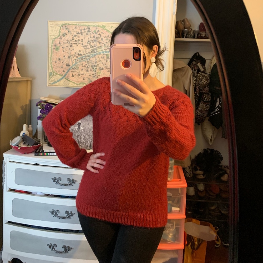 Chunky red sweater